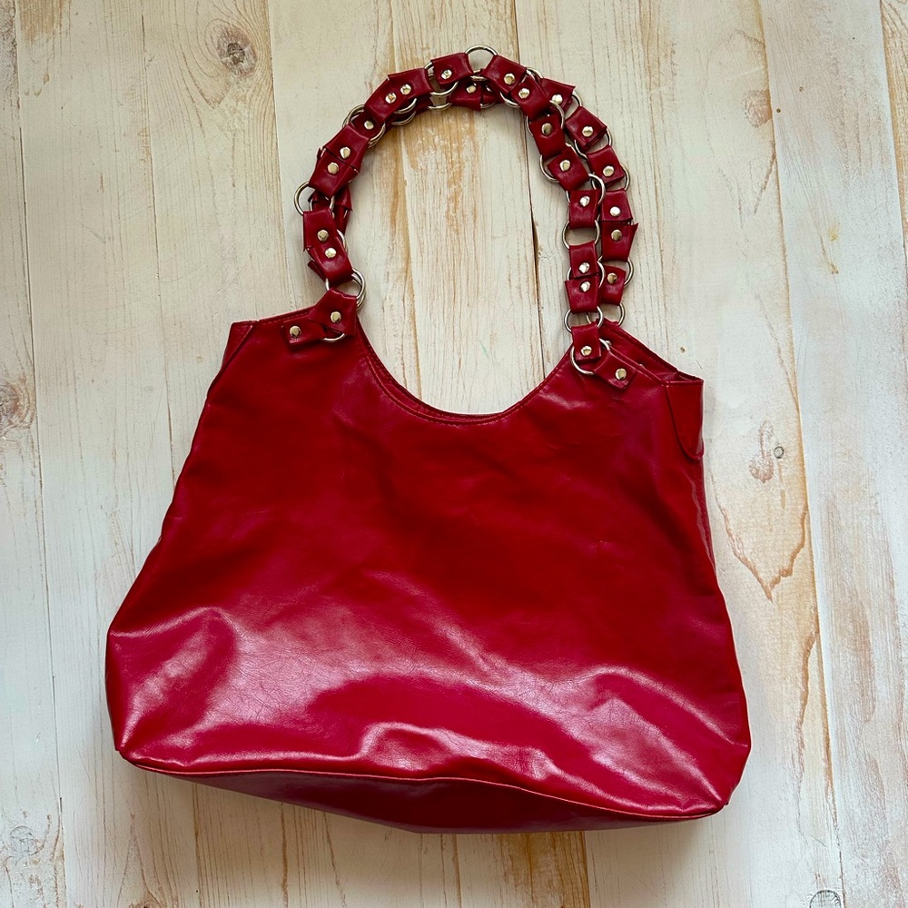 Vintage Red Faux Leather Women's Bag